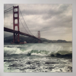 Golden Gate Waves 12 Zoll x 12 Zoll Poster