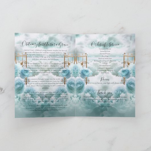 Golden Gates of Heaven Memorial Beerdigung Program Programm (Innenseite)