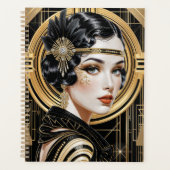 Golden Gatsby Glamour Art Deco Planer (Vorderseite)