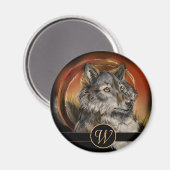 Golden Gaze Wolf Magnet (Vorderseite/Rückseite)