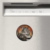 Golden Gaze Wolf Magnet (In Situ (Geschirrspüler))