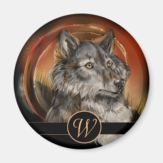 Golden Gaze Wolf Magnet (Vorne)