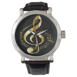 Golden Gclef und Black Men's Watch Armbanduhr