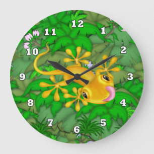 Golden Gecko Dschungel Große Wanduhr