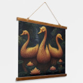 Golden Geese  Wandteppich Mit Holzrahmen (Gewinkelt)