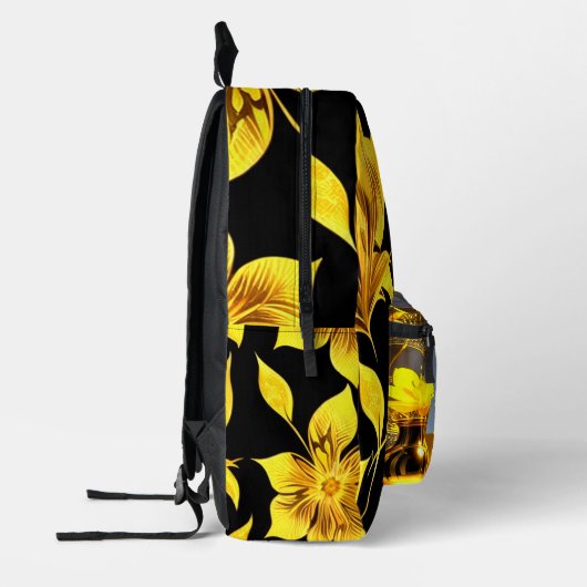 Golden gelb dekoriert Blumendesign Bedruckter Rucksack (Links)
