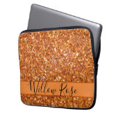Golden gelb-funkelnde Glitzer-Kalligrafie Laptopschutzhülle (Vorderseite Links)