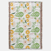 Golden gelb und Elfenbeinweiß Blumenmuster Decke (Vorderseite Vertikal)