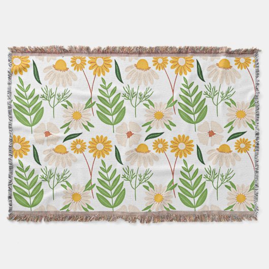 Golden gelb und Elfenbeinweiß Blumenmuster Decke (Vorderseite)