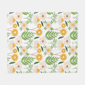 Golden gelb und Elfenbeinweiß Blumenmuster Fleecedecke (Vorderseite (Horizontal))