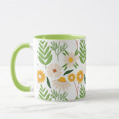 Golden gelb und Elfenbeinweiß Blumenmuster Tasse (Links)