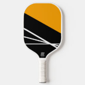 Golden gelbe Schwarz-weiße Streifen - Farbblock Sp Pickleball Schläger (Vorderseite)