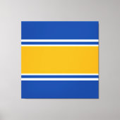 Golden gelbe, weiße Streifen auf hellblauen Streif Leinwanddruck (Vorderseite)