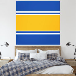 Golden gelbe, weiße Streifen auf hellblauen Streif Leinwanddruck