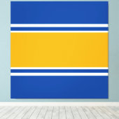 Golden gelbe, weiße Streifen auf hellblauen Streif Leinwanddruck (Insitu (Holzboden))