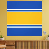 Golden gelbe, weiße Streifen auf hellblauen Streif Leinwanddruck (Insitu (Wohnzimmer))