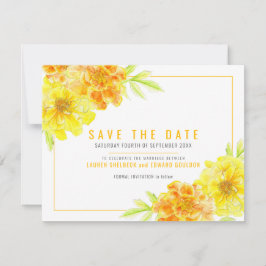 Golden gelben Marigold Blütenfarben Hochzeit Save The Date