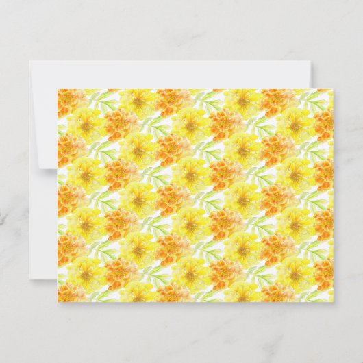 Golden gelben Marigold Blütenfarben Hochzeit Save The Date (Rückseite)