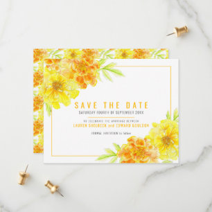 Golden gelben Marigold Blütenfarben Hochzeit Save The Date