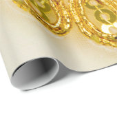 Golden gelber Spitzenstreifen. Hintergrundtextur,  Geschenkpapier (Rolleneckpunkt)