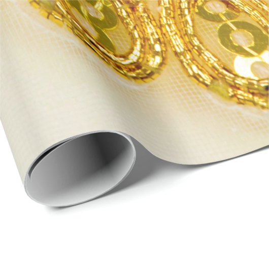 Golden gelber Spitzenstreifen. Hintergrundtextur,  Geschenkpapier (Rolleneckpunkt)