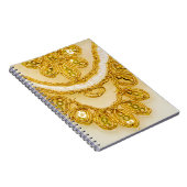 Golden gelber Spitzenstreifen. Hintergrundtextur, Notizblock (Rechte Seite)