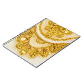 Golden gelber Spitzenstreifen. Hintergrundtextur, Notizblock (Linke Seite)