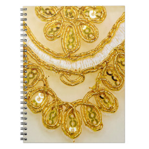 Golden gelber Spitzenstreifen. Hintergrundtextur, Notizblock