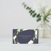 Golden Gem Outlines | Navy Blue | Jewelry Designer Visitenkarte (Stehend Vorderseite)