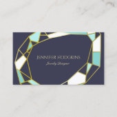 Golden Gem Outlines | Navy Blue | Jewelry Designer Visitenkarte (Vorderseite)