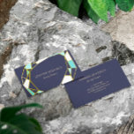 Golden Gem Outlines | Navy Blue | Jewelry Designer Visitenkarte<br><div class="desc">Elegant business card in navy blue with the outlines of a cut gemstone in faux gold filled with white and two shades of turquoise.</div>