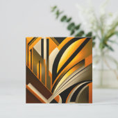 Golden Geometric Abstrakt Art Einladung (Stehend Vorderseite)
