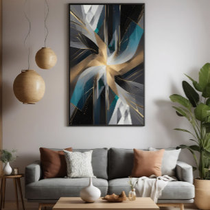Golden Geometric Aurora Leinwanddruck