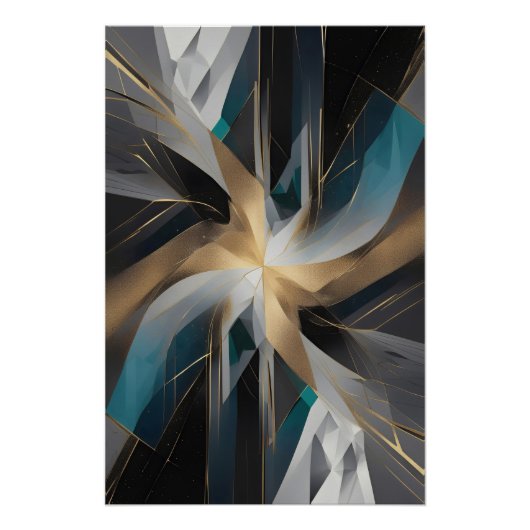 Golden Geometric Aurora Poster (Vorderseite)