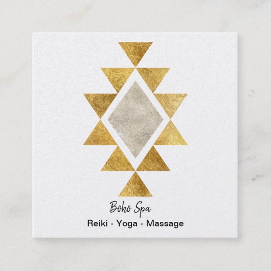 Golden Geometric Boho Quadratische Visitenkarte (Vorderseite)