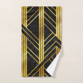 Golden Geometric Dimoned Art Deco on Black Marble Badhandtuch Set (Handtuch)
