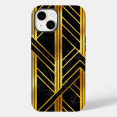 Golden Geometric Dimoned Art Deco on Black Marble Case-Mate iPhone Hülle (Rückseite)