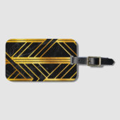 Golden Geometric Dimoned Art Deco on Black Marble Gepäckanhänger (Vorderseite (Horizontal))