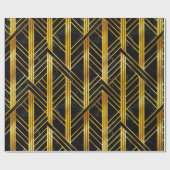 Golden Geometric Dimoned Art Deco on Black Marble Geschenkpapier (Flach)