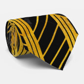 Golden Geometric Dimoned Art Deco on Black Marble Krawatte (Gerollt)