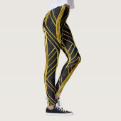 Golden Geometric Dimoned Art Deco on Black Marble Leggings (Rechts)