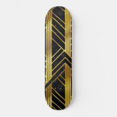 Golden Geometric Dimoned Art Deco on Black Marble Skateboard (Vorderseite)