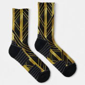 Golden Geometric Dimoned Art Deco on Black Marble Socken (Rechts)
