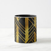 Golden Geometric Dimoned Art Deco on Black Marble Tasse (Zentrum)