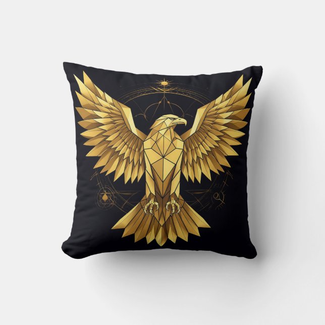 Golden Geometric Eagle Kissen (Vorderseite)