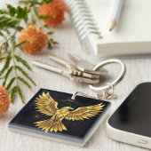 Golden Geometric Eagle Schlüsselanhänger (Vorderseite rechts)