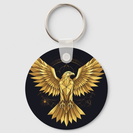 Golden Geometric Eagle Schlüsselanhänger (Vorderseite)