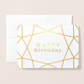 Golden Geometric Gem - Happy Birthday Folienkarte (Vorderseite mit Umschlag)