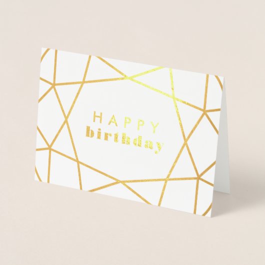 Golden Geometric Gem - Happy Birthday Folienkarte (Vorderseite)