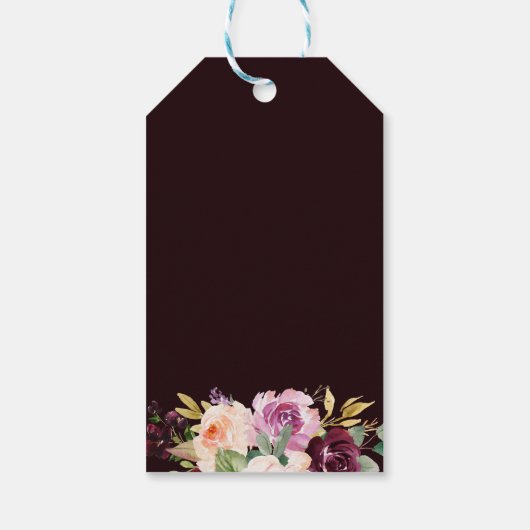 Golden Geometric Green Burgundy Floral Vielen Dank Geschenkanhänger (Rückseite)